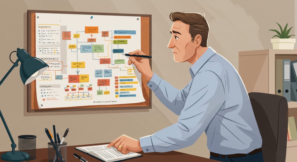 Workflow automation chart for automating client follow-up for real estate agents