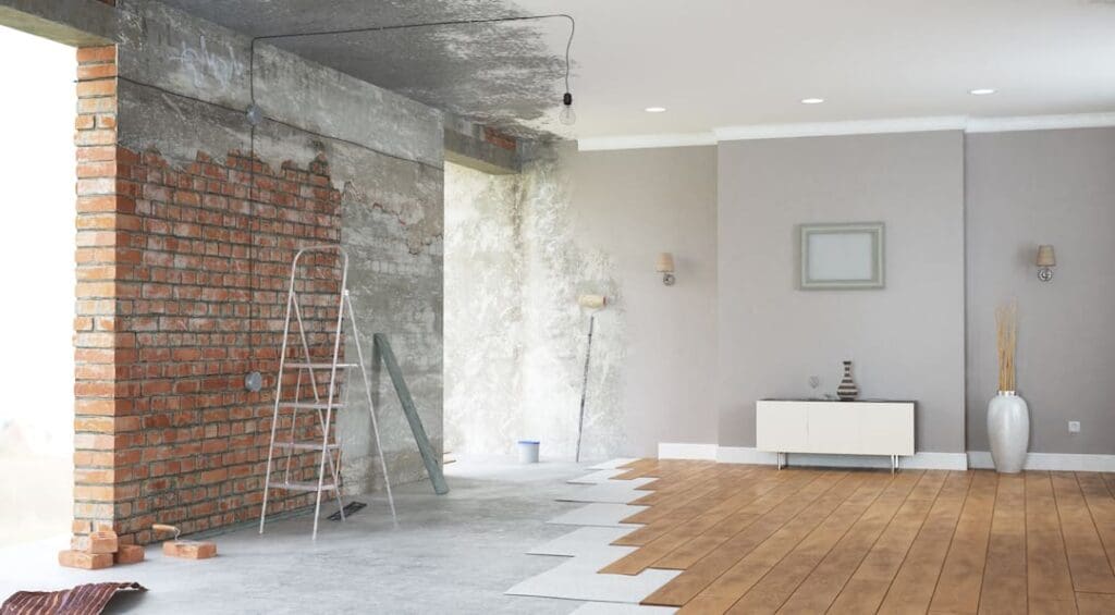 Interior remodel of a modern SoCal home mid-construction.